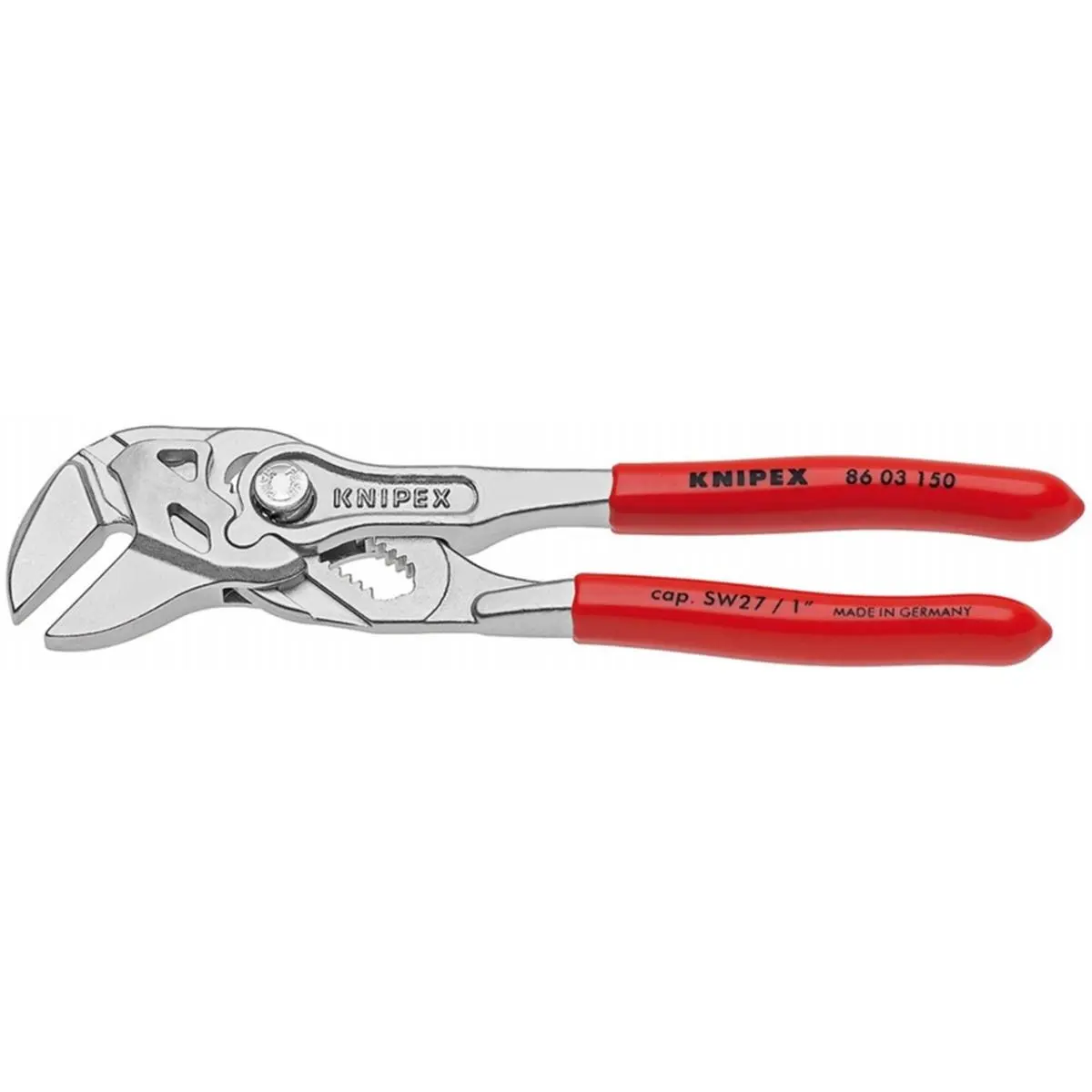 Knipex Tools LP 8603150 6 In Chrome Vanadium Oil-Hardened Plier Wrench, Adjustable Tool with Parallel Smooth Jaws, Flexible Adjustment, Lever Transmission Greater Than 10-1 & Quick Easy Tightening for Gripping, Bending