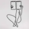 Metal Line Art Woman Reading a Book Wall Decor, Cool Wall Art, Modern Art Decoration, Minimalist Creative Decor, Wall Hanging for Home Living Room and Bedroom