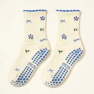 Shapes Studio effortless club Crew Calf Grip Socks, Cutest Fruits Pilates Socks, Non-Slip Socks, Barre Yoga Fitness, Blueberry