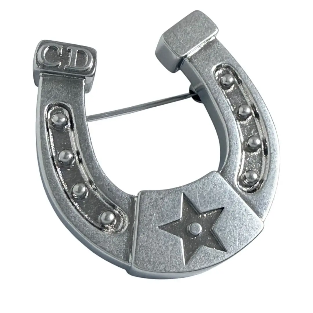Pre-owned Dior Zinc Alloy Small Leather Goods Christian Horseshoe Brooch