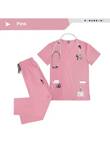 Men’s Pet Hospital Beauty SPA Scrub Set 2-Piece Vet Brush Hand Suit Doctor Nurse Uniform for Clinic
