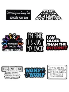 8pcs/set Custom Funny Quote Enamel Pins Inspirational Saying Metal Brooches Lapel Backpack Badge Fashion Jewelry Accessories Gifts for Friends Durable Metal Pins