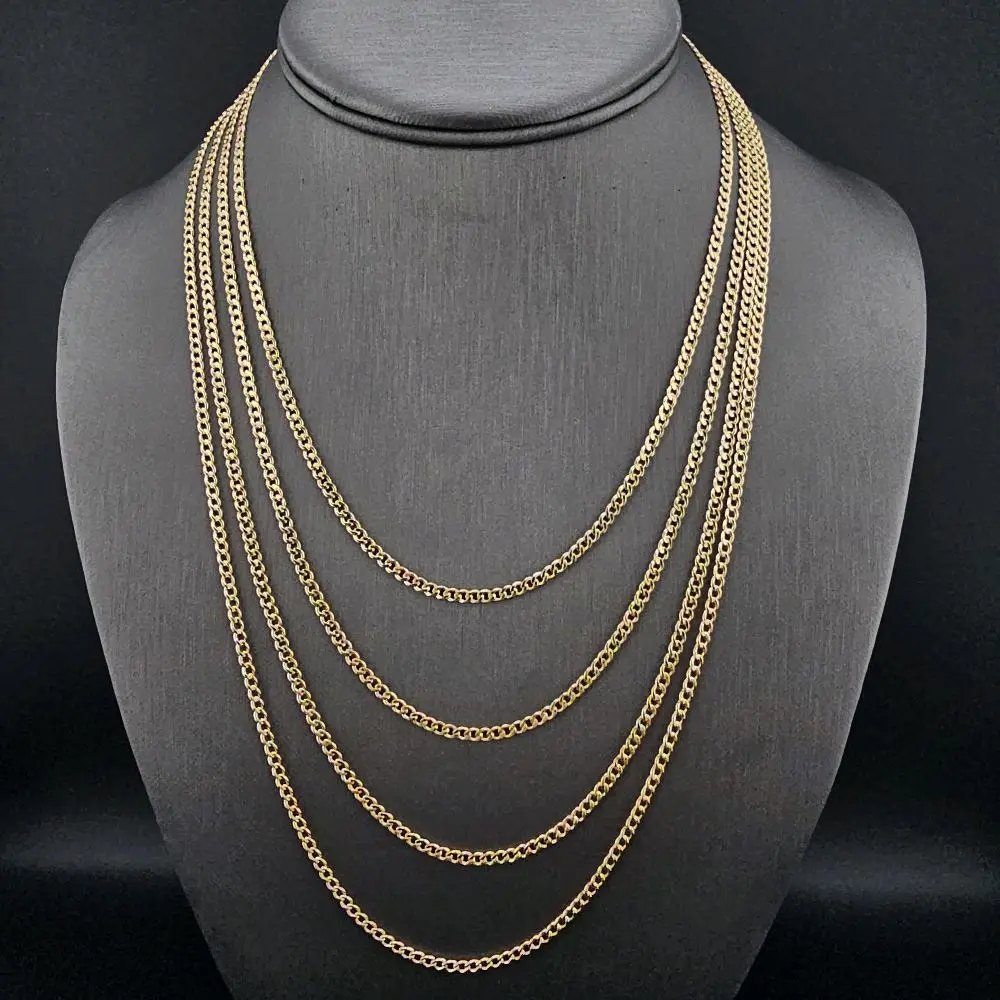 10K Gold Cuban Chain, 2.57 mm Thickness, 16-22 Inches Length, Diamond Jewelry Accessory Necklace
