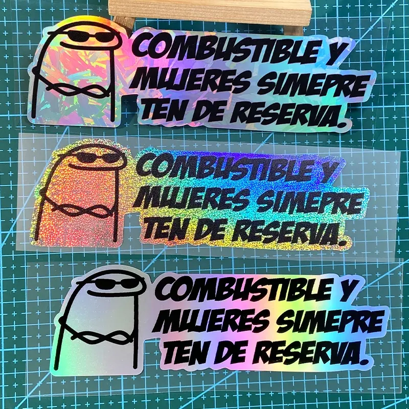 1PC COMBUSTIBLE Y MUJERES SIMPRE TEN DE RESERVA, Spanish Style Motorcycle Sticker, Funny, for Scooter Body, Motorbike Fuel Tank, Helmet Box, DIY Car Window Waterproof Vinyl Decal, Personalized Vehicle Modification Decoration