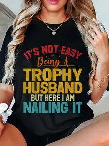 100% Cotton Unisex Trophy Husband T-Shirt Husband humor gifts for married life