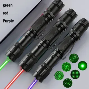 1pc red/green/purple high power green laser pointer, replaceable battery+charger, laser pointer for indoor meetings, tactical laser flashlight for outdoor camping, hunting, and hiking
