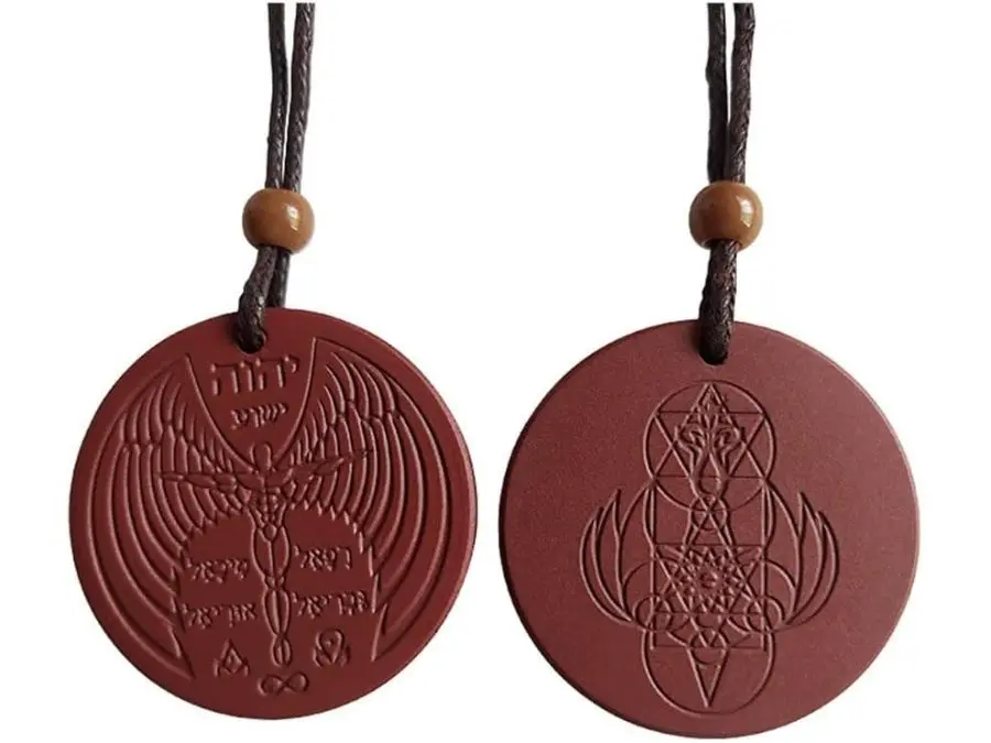 Emf Protection Flying Archangel Orgone Volcanic Energy Stone Protection Necklace,Blocker Talisman Necklace(Red,43mm)