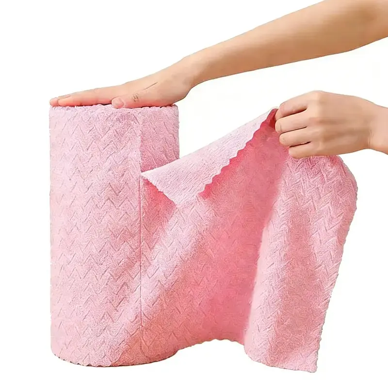 Soft Removable Washable Microfiber Cleaning Cloth Roll, 20-Pack Tear-Away Dishcloths for Washing Dishes, Ultra Absorbent for Home & Car Use (Pink)