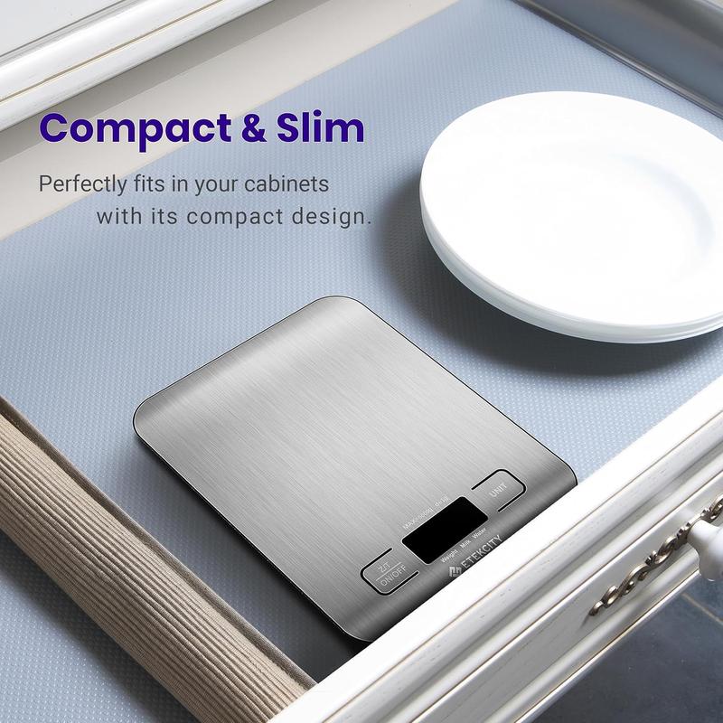 Etekcity Food Kitchen Scale, Digital Grams and Ounces for Weight Loss, Baking, Cooking, Keto and Meal Prep, LCD Display, Medium, 304 Stainless Steel Etekcity