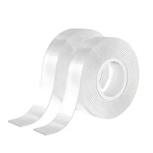 2 Rolls Double Sided Tape Heavy Duty - 120" x 0.8" & 0.08" - Removable Nano Tape for Poster Carpet Picture Hanging Strip Rug Wall Outdoor - Clear & Strong Adhesive Mounting Filament Tape - 20 Feet