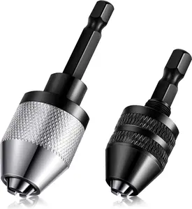 Keyless Drill Chuck Bit 1/4 Inch Hex Shank Keyless Drill Chuck Fast Change Converter Extension  Adapter in 0.3-6.5 Mm, 0.3-3.6 mm for Tool Attachment(2 Pieces)