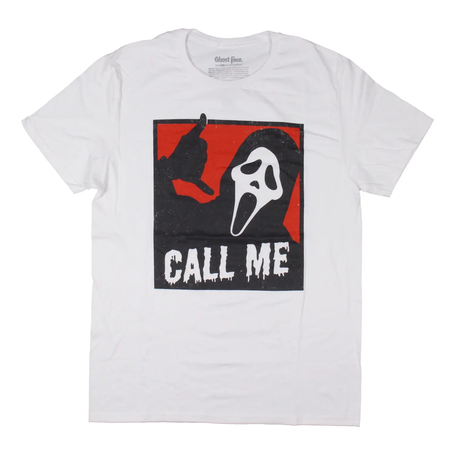 Scream Ghostface Men's Call Me Hand Gesture Adult Short Sleeve Graphic Print T-Shirt