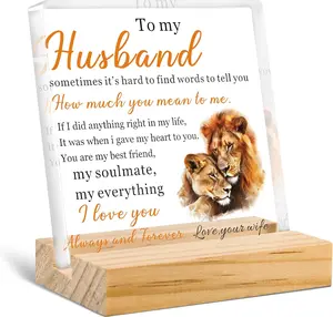 Gifts for Husband From Wife Father Day Gifts Romantic Birthday Gift for Husband Wedding Anniversary Keepsake For Husband Lion Themed Acrylic Plaque Sign Husband Gift