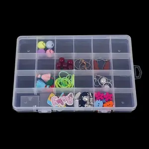 24-piece transparent plastic storage boxes with lids - durable multi-compartment organizer, suitable for jewelry, hardware, and craft materials - desktop rectangular containers, modern style, with secure snap closure design
