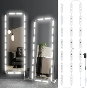 LED Vanity Mirror Lights, Hollywood Style Makeup Light, 14FT/6000K/Dimmable/12V Adapter/Self-Adhesive Full  Vanity Lights, Lighting for Makeup Floor Mirror & Bathroom
