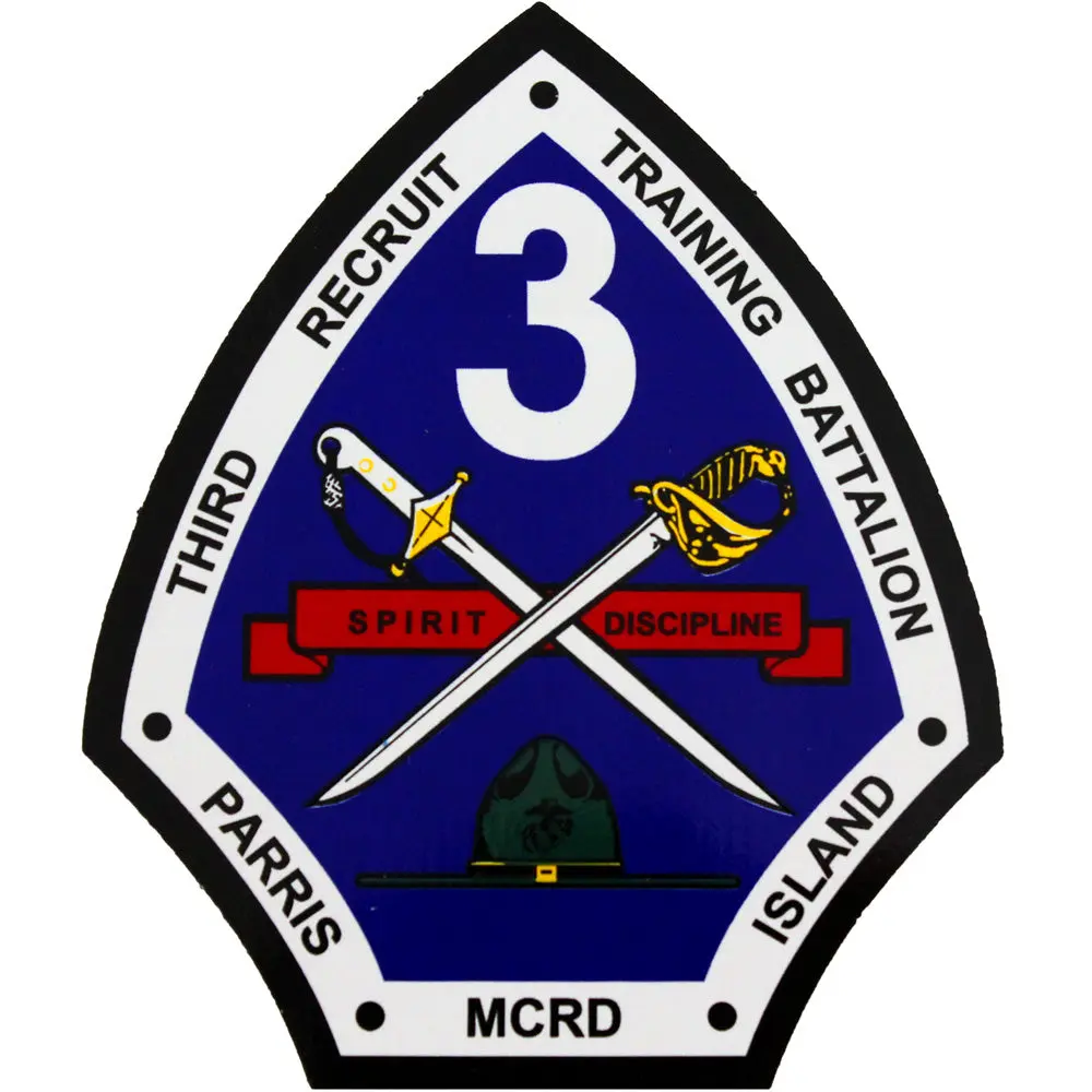 3rd Battalion Parris Island Marine Corps Recruit Training Sticker - 3.5"h x 3"w Vinyl Decal for DIY Scrapbooking & Stamping, Ideal for Marine Corps Members, Vinyl Decals, 3 1/2" H X 3" W
