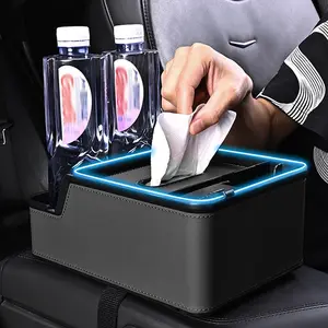 Car Armrest Storage Box Holder RGB Color Changing LED Car Armrest Organizer with Type-C USB Charger Car Accessories