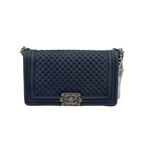 Pre-owned CHANEL h7 Misty Blue Medium Denim Le Boy Crossbody Bag 62095