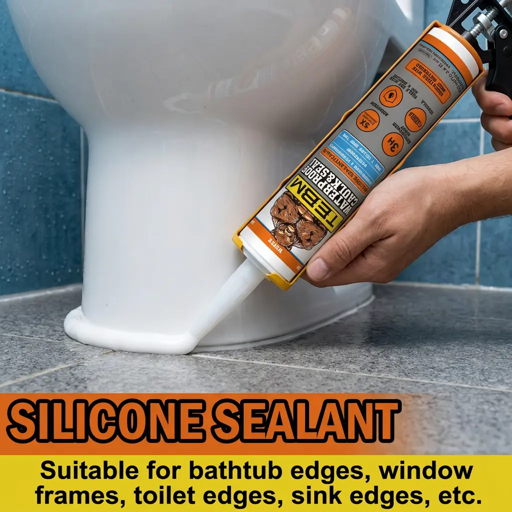 Waterproof White Silicone Caulk Sealant, Strong Adhesion Weather Resistant Silicone Seal for Home Repair, Kitchen Bath Window Sealing