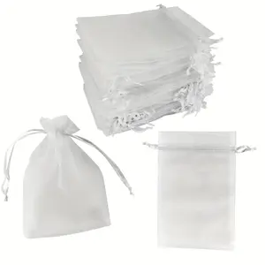 Organic Gift Bags for Valentine's Day, Multi-Sized Drawstring Pouches, Lightweight Transparent Mesh Fabric, Perfect for Weddings & Parties, Wedding Favors