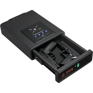 VEVOR Gun Safe, Slider Handgun Gun Safe with Fingerprint/Password/Key, 3-Way Quick Access Firearm Case Box with Lighting for 1 Pistol Magazine, Mounted Pistol Gun Box for Nightstand Bedside Desk CarVEVOR Super Brand Day