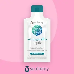 Youtheory Ashwagandha Liquid - 12 Single Servings, Blueberry Flavor