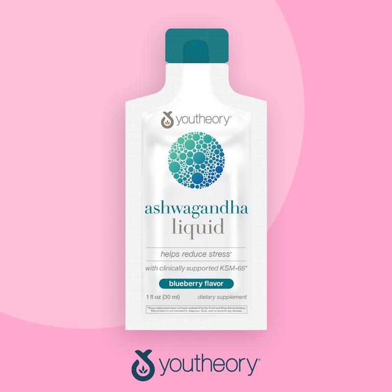 Youtheory Ashwagandha Liquid - 12 Single Servings, Blueberry Flavor