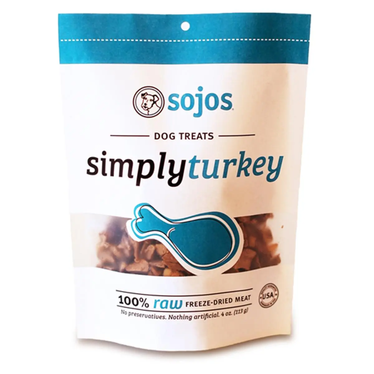 212 MAIN Natural Sojos Simply Turkey Dog Treats - 4 oz Bag, 100% Raw Turkey Pet Training Treats with Pure Nutrition & No Preservatives
