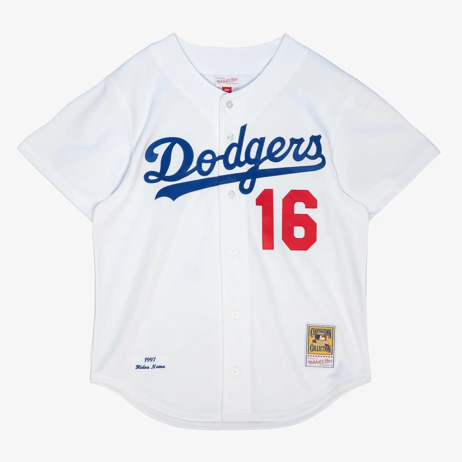 Hideo Nomo Los Angeles Dodgers 1997 White Authentic Player Jersey MLB Throwback Baseball Cooperstown Fan Gear Mitchell & Ness