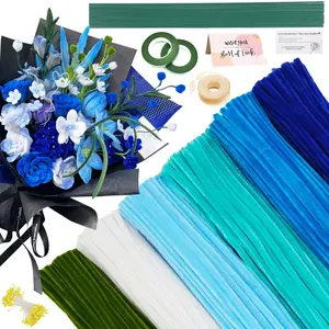 620 count Blue Pipe Cleaners Bulk,6 Colored Pipe Cleaners Craft,Chenille Stems for DIY Flower Bouquet Kit with Floral Wire,Creative  Eternal  Supplies for Party Decorations
