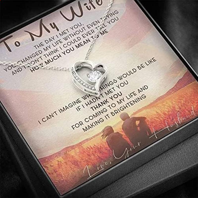 To my Wife Necklace, Anniversary, Birthday, Valentines Day, Christmas, Pea Pod Necklace Forever Love Necklace, Necklace for Wife, Gift for Wife From Husband Thank you for coming to my life. Necklace Jewelry With Meaningful Messages Card & Box