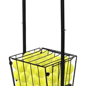 Tennis Ball Hopper Tennis Ball Basket Portable Pickleball Hopper Picker Upper Caddy Metal Pickleball Ball Retriever Holder with Handle for Easy Pickup