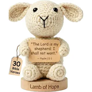 Christian Gifts for Women Men | 30 Bible Verses Signs for Every Mood - Positive Crochet Lamb for Daily Encouragement, Emotional Support | Religious Catholic Gift Idea for Easter | Sheep Crochet Animal