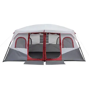 10 Person Family Cabin Tent with 2 Rooms and Storage Pockets Premium Heavy Duty Weather Resistant Outdoor Camping Gear for Large Groups