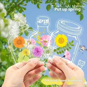 Handmade DIY bookmark set 1 — transparent plant specimens and dried flower labels, suitable for glass bottles