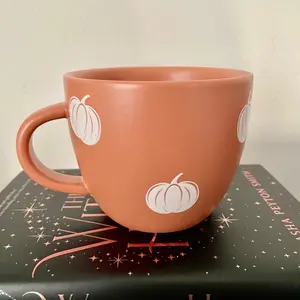 Pumpkin Icon Rust 16oz Coffee Mug Ceramic with Handle Cream Colored Pumpkin Design for Autumn Decor