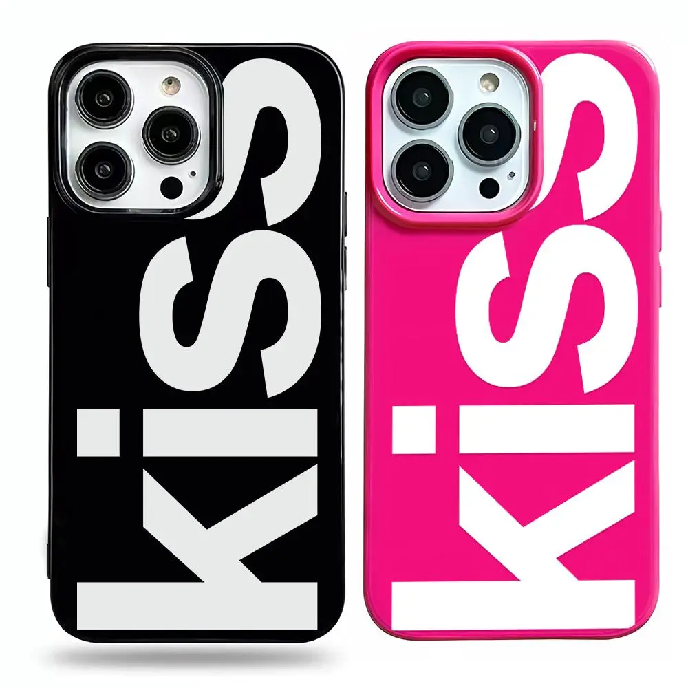 Personalized English Letters Kiss Phone Cases For iPhone 17 Promax Pro Air 16 Plus 15 14 13 12 11 INS Shockproof Protective Cover Perfect Christmas Halloween Birthday Gift
