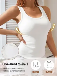 🔥4-Pack Women's Camisoles with Bra Pads, Square Neck Seamless Ribbed Design, Slim-Fitting & Gentle Skin-Friendly, All-Day Comfortable Support & Breathable Casual Style, Suitable for Daily Layering or Outdoor Outer Wear, Women's Daily Essential!