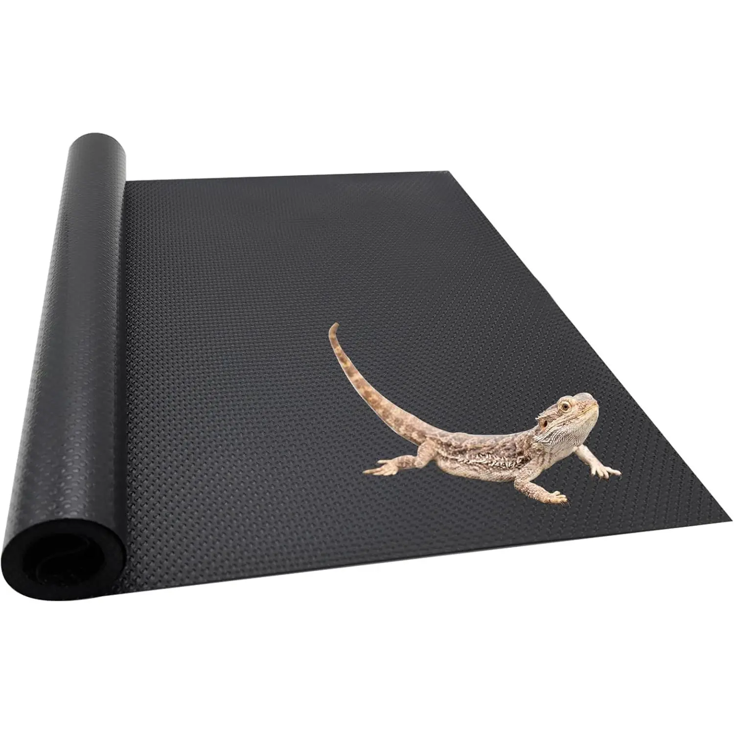 Reptile Carpet Bedding, 17.7 x 78.7 Inches Cuttable Reptile Terrarium Substrate Liner, Bearded Dragon Tank Accessories, Reptile Tank Mat for Leopard Gecko, Lizard, Snake and Tortoise, Black