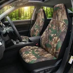 AUTOYOUTH Camo Universal Oxford Fabric Front Car Seat Covers 2PCS, Waterproof High Back Bucket Seat Covers, Green Forest Camouflage Car Seat Protectors, Fits Most Cars Trucks SUVs Vans, Airbag Compatible, Car Interior Accessories