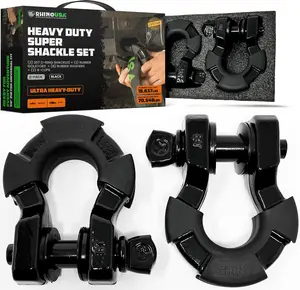 Rhino USA D Ring 2 Pack Super Shackles (70,548lb Break Strength) – Heavy Duty 3/4” Shackle with 7/8 Pin for use with Tow Strap, Winch, Jeep Truck Vehicle Recovery, Best Offroad Accessories (Black) Heavy Duty