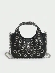 Mini fashion personality versatile shoulder bag, simple casual retro style crossbody bag, niche design hollow solid color daily handbag, suitable for shopping, commuting, work, attending parties, daily outings, Fashionable Casual Bag