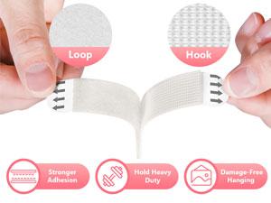 Removable Picture Hanging Strips Nail-Free Double Sided Adhesive Strips No Damage Wall Mount for Frames Hook & Loop All-in-one Heavy Duty