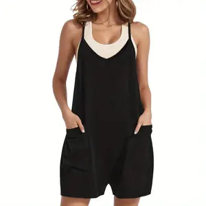2026 Women's Casual Rompers Summer Sleeveless Jumpsuits Loose Spaghetti Strap Shorts Overalls Trendy Outfits With Pockets tshirt flattering activewear Womenswear romper jumpsuit rompers for women overalls overalls for women,summerwins
