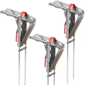 Automatic Spring Fishing Rod Holders for Ground 4 Level Adjustable High Sensitivity All Metal Fishing Pole Holders for Bank Fishing Perfect Gift for Dad Husband or Boyfriend