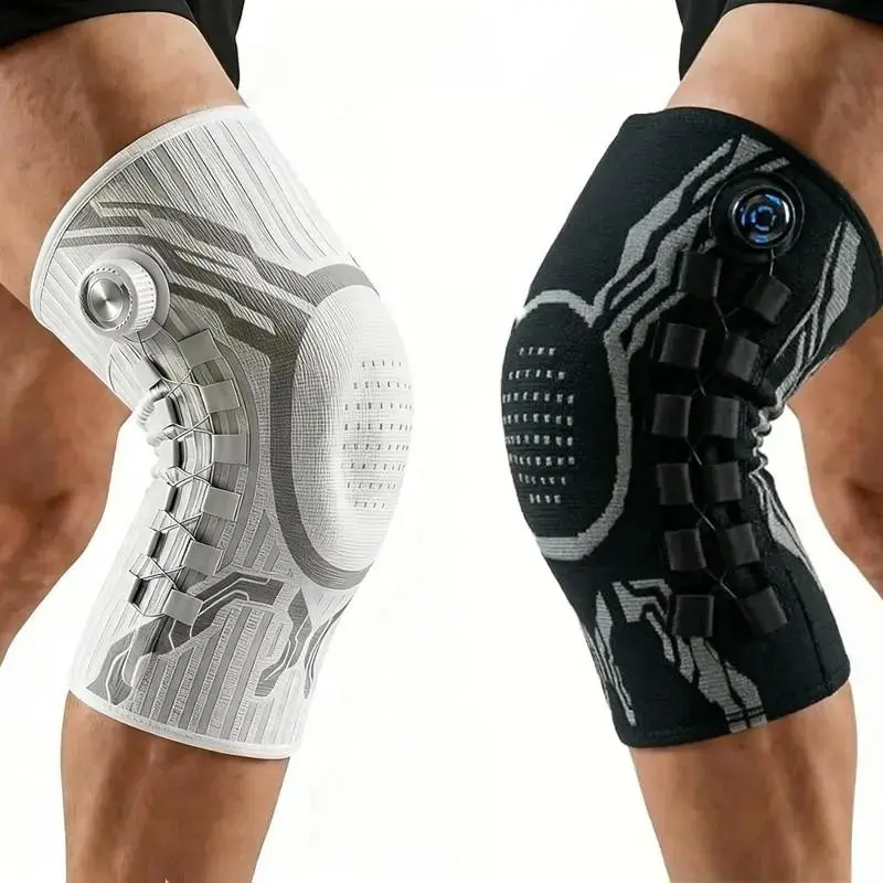 Adjustable Compression Knee Brace with Patella Gel Pad & Dual Side Stabilizers, Knob Knee Support for Running, Hiking, Gym, Basketball, Workout, Non-Slip Knee Sleeve with Adjustable Fit, Flexible Knee Support for Everyday Wear & Outdoor Activities