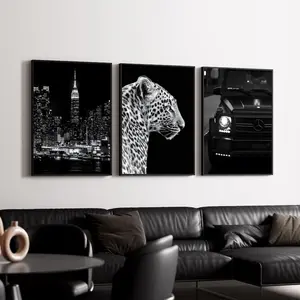 Set of 3  Luxury Fashion Posters, Designer Wall Art, Black & White Luxury