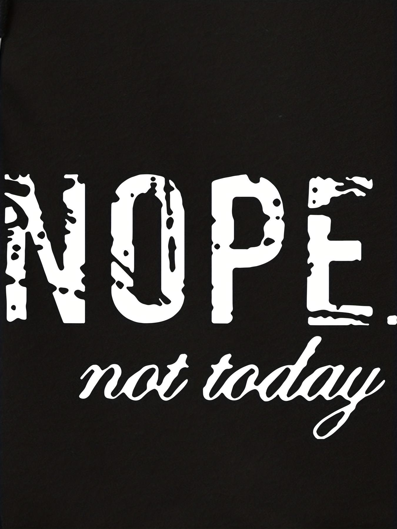 Men'S Plus Size Casual Shorts, "NOPE not today" Print, Polyester 100%, Medium Stretch Knit Fabric, Drawstring, Regular Fit, 200g/m², Oversized Elastic Sports Pants for Big & Tall Guys - Spring/Summer