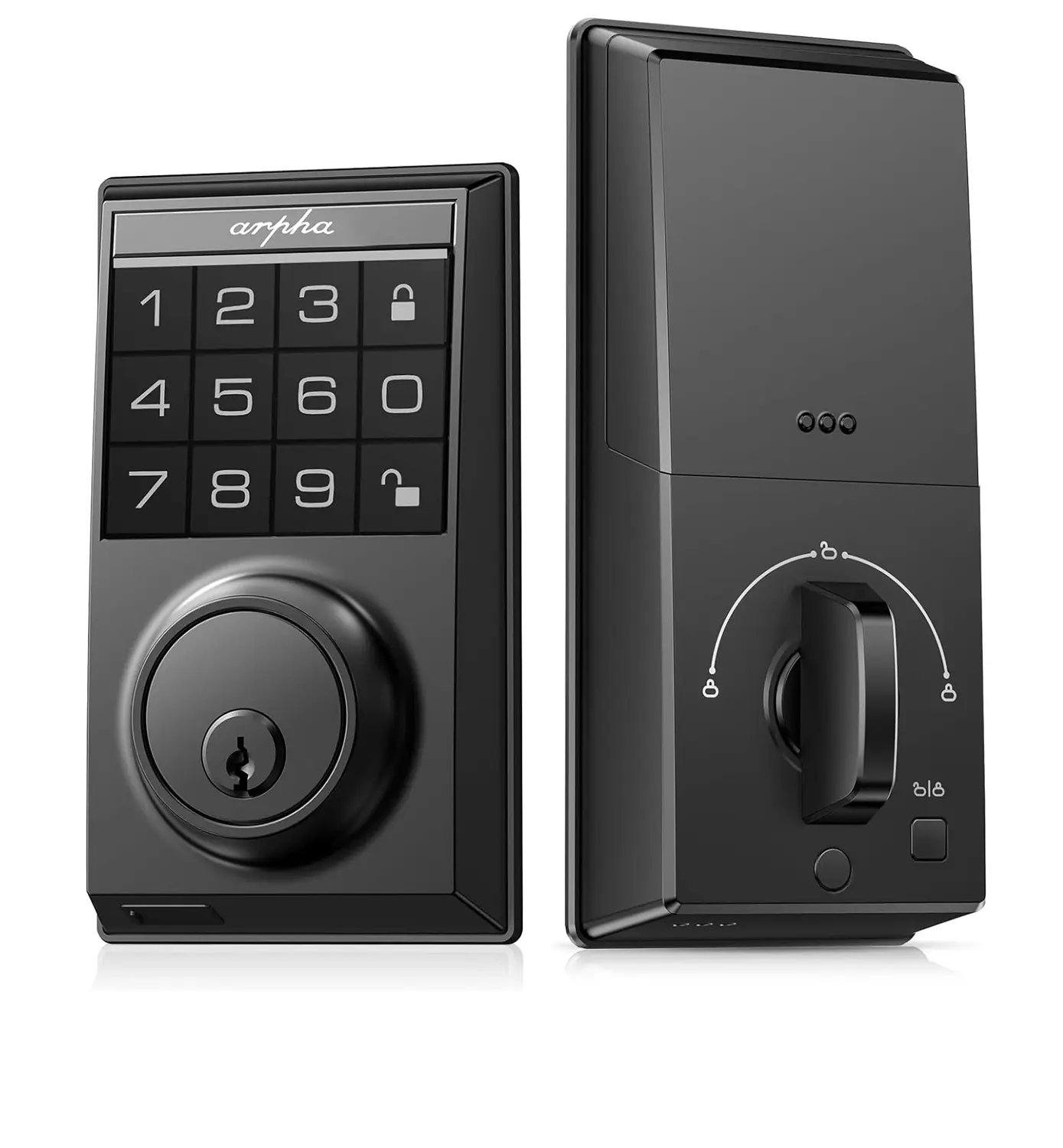 Matte Black Keyless Entry Deadbolt with Keypad for Front Door, 47 User Codes, Low Battery Alert, IP54 Waterproof, 1-Touch Lock, Anti-Peep Password, ANSI Grade 3 Security