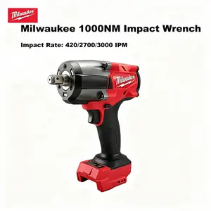 Milwaukee 18V Brushless Cordless Impact Wrench With 1000Nm Torque Output Matched With Common Battery Packs Sturdy Handheld Power Tool Suitable For Automobile And Heavy Truck Maintenance Operations